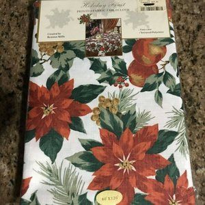 Holiday Fruit Christmas Printed Fabric Table Cloth - 60 x 120 New!